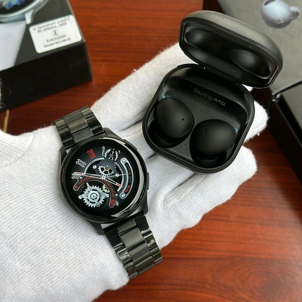 Most Awaited Budget Combo | Active 2 Premium Smartwatch And Buds 2 Pro Premium Earphone - Black