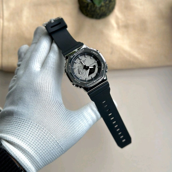 Most Demanded Analog And Digital Gm2100 Top Quality With Metal Body | AutoLight, World time And Day Chronograph Working - Silver