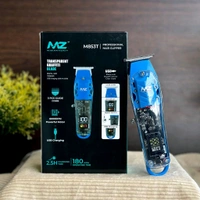 Original MZ M853T (PROFESSIONAL HAIR TRIMMER )Transparent Graffiti Blade With LED Display Trimmer 180 min Runtime 3 Length Settings (Blue)