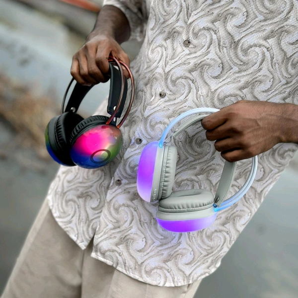 Presenting You All, New Rgb Colour Headphones, Multi colour led light inbuilt headphones heavy Quality top look for Gaming and night clubs / party - White