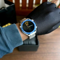 Round Smartwatch with Dual Strap & Premium Hard Box – Bluetooth Calling, Notifications & Fitness Tracking - Silver