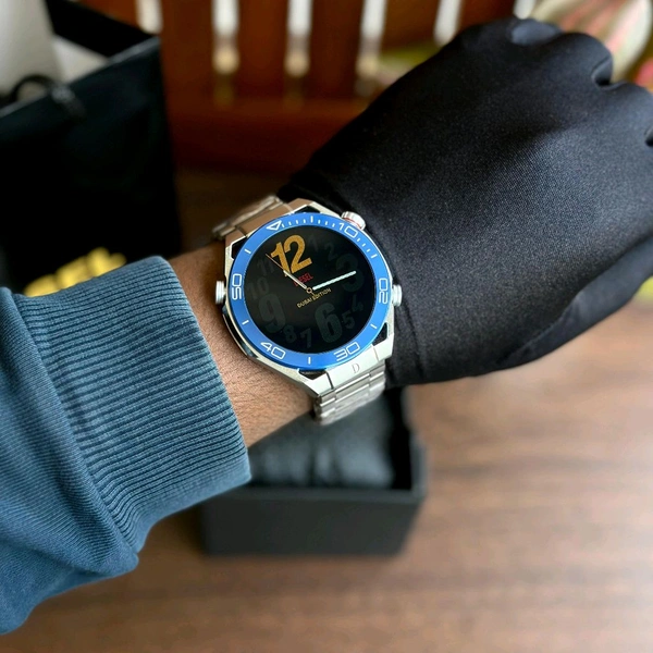 Round Smartwatch with Dual Strap & Premium Hard Box – Bluetooth Calling, Notifications & Fitness Tracking - Silver