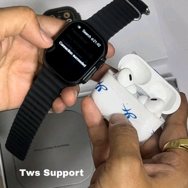 Smartwatch Ultra 2 – Black Edition With 64gb Storage, AirPods Connectivity, Original Style Logo, Real Screws, Strap Locks