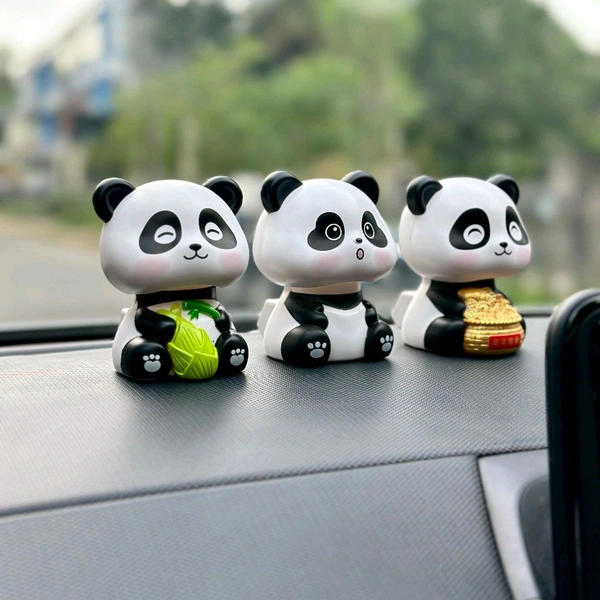 Solar Panda for Car Dashboard - Panda Dashboard Figurines, Solar-Powered Shaking Head Lucky Panda Decoration for Car Dashboard Accessories - Gold Ingot