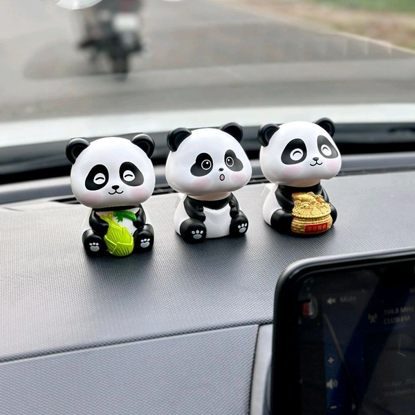 Solar Panda for Car Dashboard - Panda Dashboard Figurines, Solar-Powered Shaking Head Lucky Panda Decoration for Car Dashboard Accessories - Gold Ingot