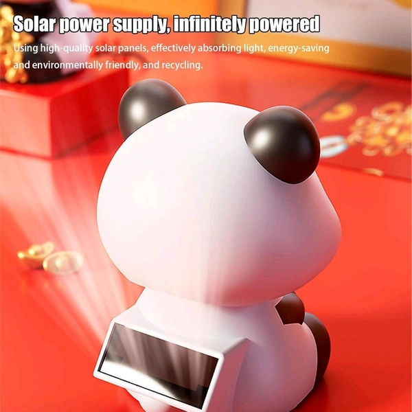 Solar Panda for Car Dashboard - Panda Dashboard Figurines, Solar-Powered Shaking Head Lucky Panda Decoration for Car Dashboard Accessories - Gold Ingot