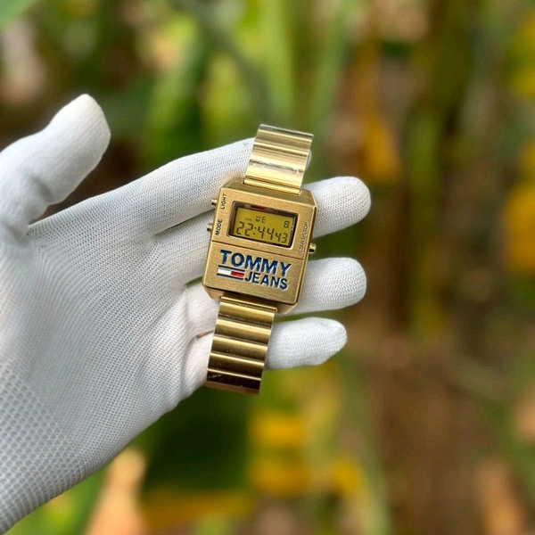 T0mmy Premium Quality Digital Watch With High Quality Strap Best finishing Body & Case - Gold
