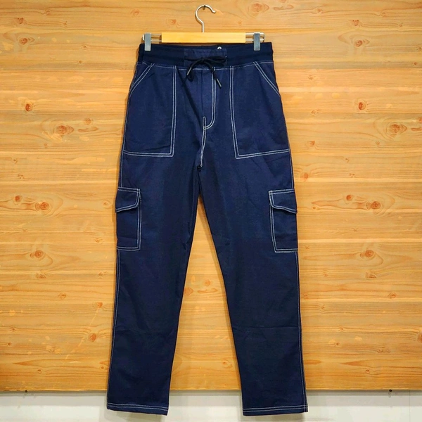 Trendy Denim Cargo Pants - Stylish and Comfortable! - XL, Navy Blue