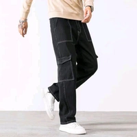 Trendy Denim Cargo Pants - Stylish and Comfortable! - XXL, Navy Blue