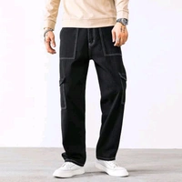 Trendy Denim Cargo Pants - Stylish and Comfortable! - XXL, Navy Blue
