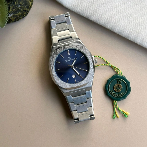V9 Analog Quartz Movement Collection With High Quality Strap Best Finishing Body & Case - Blue