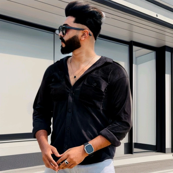 Velvet Double Pocket Premium Quality Shirt - M