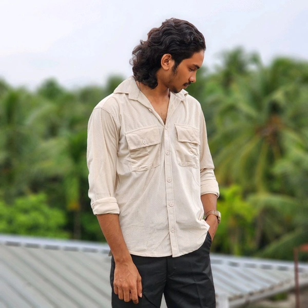 Velvet Double Pocket Premium Quality Shirt - L