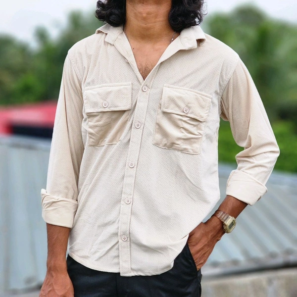 Velvet Double Pocket Premium Quality Shirt - L