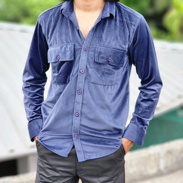 Velvet Double Pocket Premium Quality Shirt - M