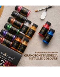 GRANOTONE Venezia Metallic Acrylic Paint - 50ml, 12 Shades, Non-Fading, Indoor/Outdoor, Non-Toxic, for Artists, Hobbyists & Kids, Made in India