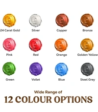 GRANOTONE Venezia Metallic Acrylic Paint - 50ml, 12 Shades, Non-Fading, Indoor/Outdoor, Non-Toxic, for Artists, Hobbyists & Kids, Made in India