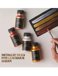 GRANOTONE Venezia Metallic Acrylic Paint - 50ml, 12 Shades, Non-Fading, Indoor/Outdoor, Non-Toxic, for Artists, Hobbyists & Kids, Made in India
