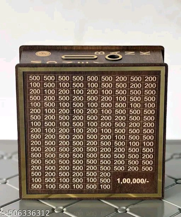 Wooden Money Saving Box - Cash Saver Money Box with Counting Target, ₹1,00,000 Savings Challenge Piggy Bank, Cash Vault Savings Box, Unique Decorative Savings Box - Brown