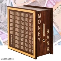Wooden Money Saving Box - Cash Saver Money Box with Counting Target, ₹1,00,000 Savings Challenge Piggy Bank, Cash Vault Savings Box, Unique Decorative Savings Box - Brown