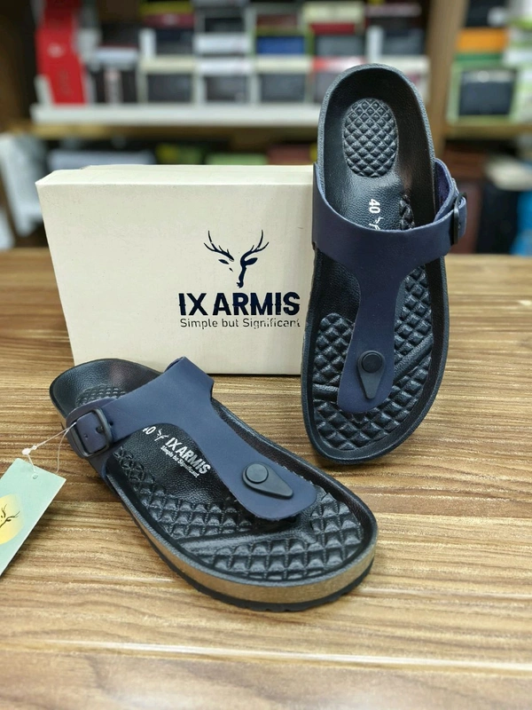 IX Armis Pure Leather Ladies Sandals Y Style - 7, Dark Blue