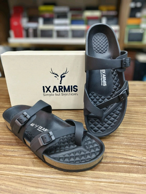 IX Armis Pure Leather Ladies Sandals X Style - 8, Black