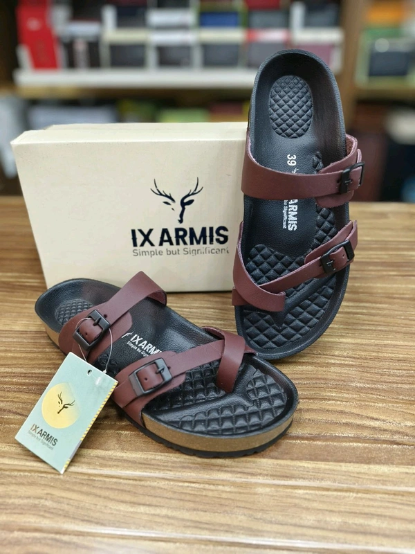 IX Armis Pure Leather Ladies Sandals X Style - 9, Red