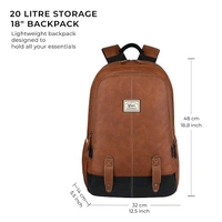 Classical 18" Inches Vegan Leather Laptop Backpack For Men/Women, Tan & Black