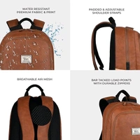 Classical 18" Inches Vegan Leather Laptop Backpack For Men/Women, Tan & Black