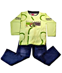 Skb Stylish Jeans &T Shirt & Jeans For Kid's Green Classic Color  - Mint Green, Free, Kid's Wear