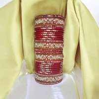 Skb Market Traditional Red and White Bangles Set for Women & Girls – Ethnic Wedding & Festive Wear, Glass/Metal Bangles | Chuda Set For Bridal | Party Bridal Chura Set - 2.8