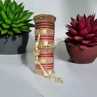 Skb Market New beautiful fancy red and golden bangle and chuda setfor women and girls | party wear bridal chuda set - 2.6