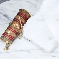 Skb Market New beautiful fancy red and golden bangle and chuda setfor women and girls | party wear bridal chuda set - 2.6