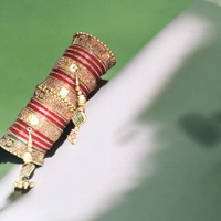 Skb Market New beautiful fancy red and golden bangle and chuda setfor women and girls | party wear bridal chuda set - 2.6