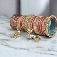 Skb Market New beautiful fancy red and golden bangle and chuda setfor women and girls | party wear bridal chuda set - 2.6