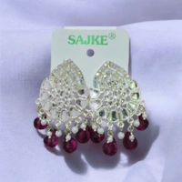 New beautiful white jhumka with red stone for women and girls