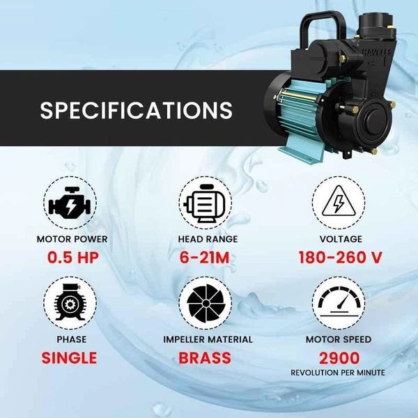 Havells Copper Single Phase Self Priming Monoblock Pump - 1HP