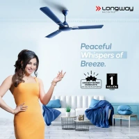 Longway Wave 1200 mm 3 Blade ceiling fan with Ultra High Speed - Blue