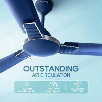 Longway Wave 1200 mm 3 Blade ceiling fan with Ultra High Speed - Blue