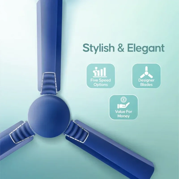 Longway Wave 1200 mm 3 Blade ceiling fan with Ultra High Speed - Blue