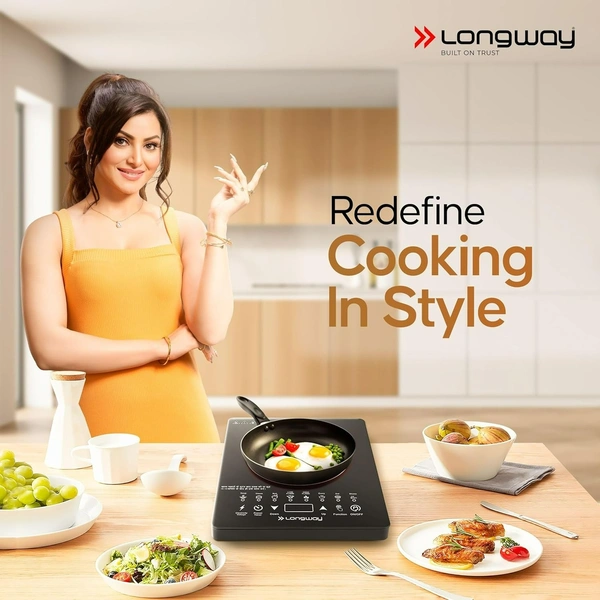 Longway Touchcook IC 2000 Watt Induction Cooktop with Auto Shut-Off & Over-Heat Protection | 1-Year Warranty | (Black, Touch Button)