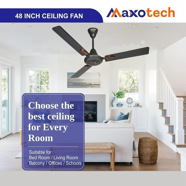 Maxotech Polo Star Ultra High Speed 100% Copper Winding 1200 mm Anti Dust 3 Blade Ceiling Fan - Brown