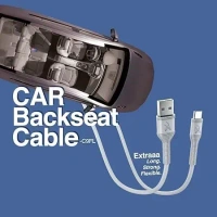FINGERS Car Backseat Cable-C9FL - Type-C Mobile Cable (9 feet long | Fast Charging up to 5.0 A Max | Fast Data Transfer) - Steel Grey