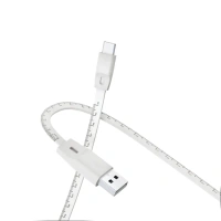 FINGERS FMC-ChargeScale-C03 USB-A to Type-C Mobile Cable (India’s First Cable with Built-in Measuring Scale, Fast Charging Support (20W), Quick Data Transfer, Flat Tangle-free Design, 1 m long) - Classic White