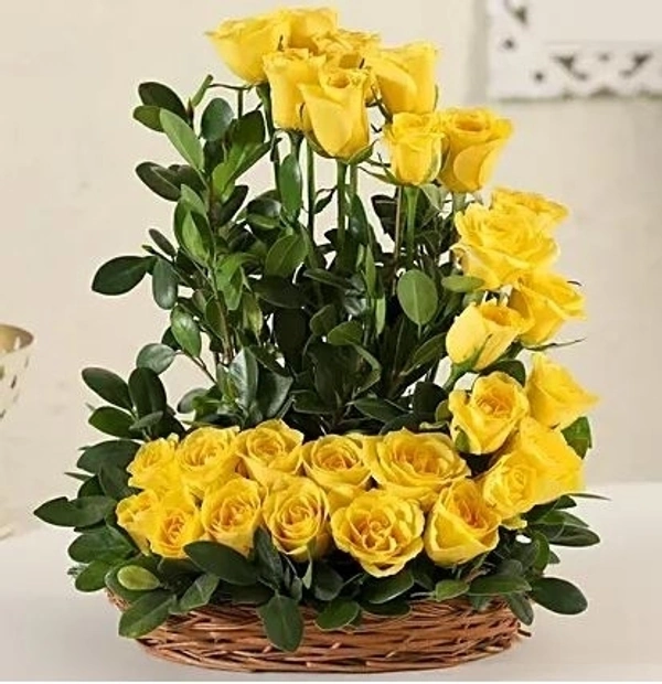 Yellow Rose Basket