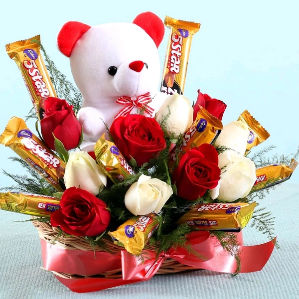 Roses And Chocolate Basket 