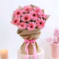 Pink Gerbera Bouquet And Chocolate Cake
