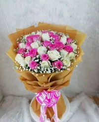 Pink And White Roses Bunch