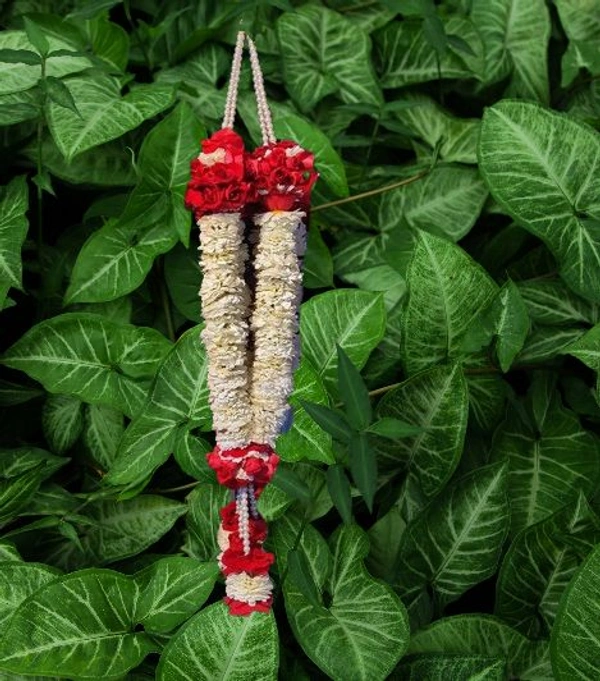 White And Red Rose Mala - 3.5 - 4 Feet