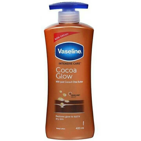 Vaseline Intensive Care 24 hr nourishing Cocoa Glow Body Lotion with Cocoa And Shea Butter, Restores Glow for all skin type - 400 ml